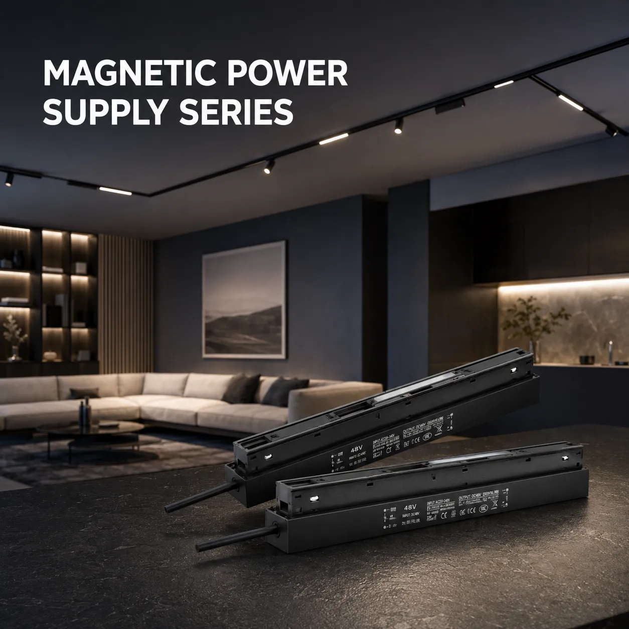 LiJie black magnetic power supply series for 48V magnetic track lighting