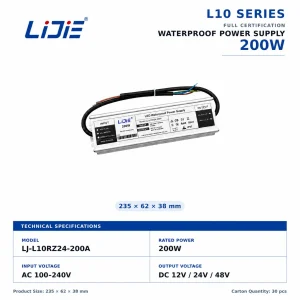 LiJie 100W 24V IP67 waterproof LED power supply LJ-L10RZ24-100A
