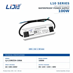 LiJie LJ-L10RZ24-200A 200W 24V IP67 waterproof LED power supply