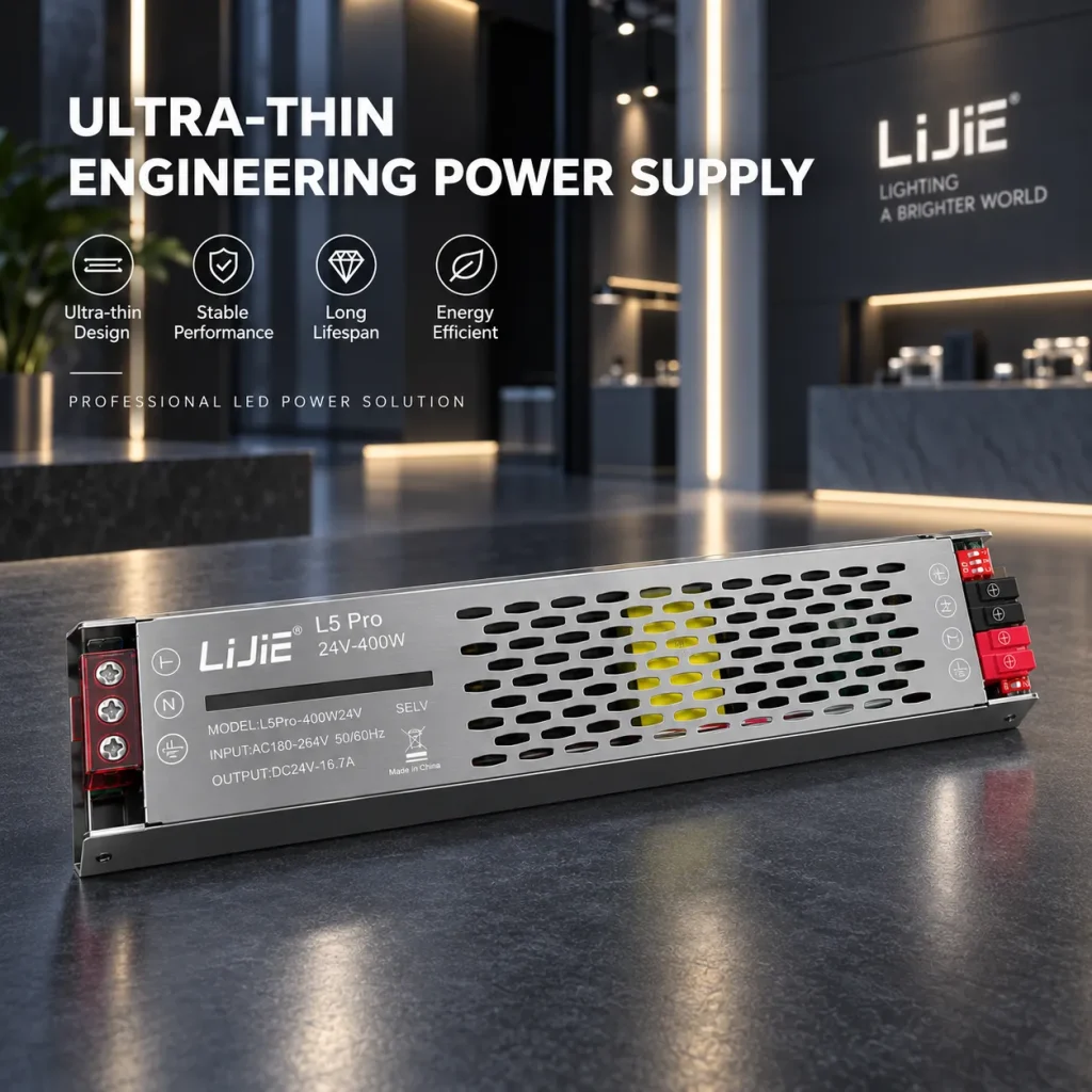 LiJie L5 Pro 24V 400W ultra-thin LED power supply for commercial and engineering lighting applications